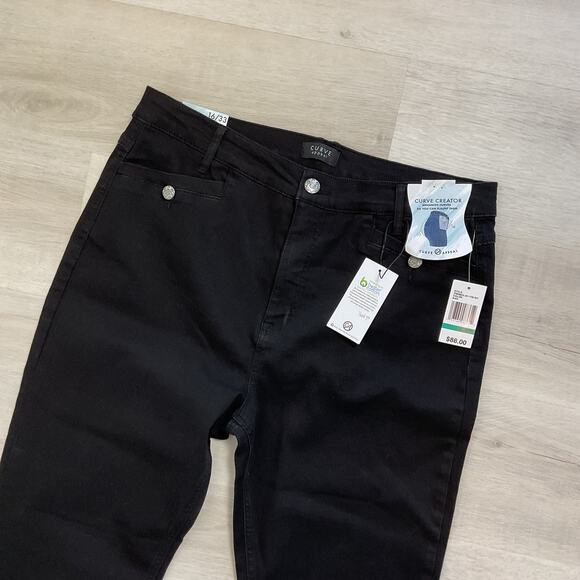 Curve Appeal Womens High Rise Flare Denim Jeans Black Size 16 New With Tag - Picture 1 of 16